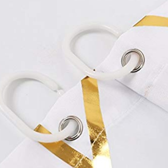 Geometric Gold Fabric Shower Curtain - Picture 4 of 8